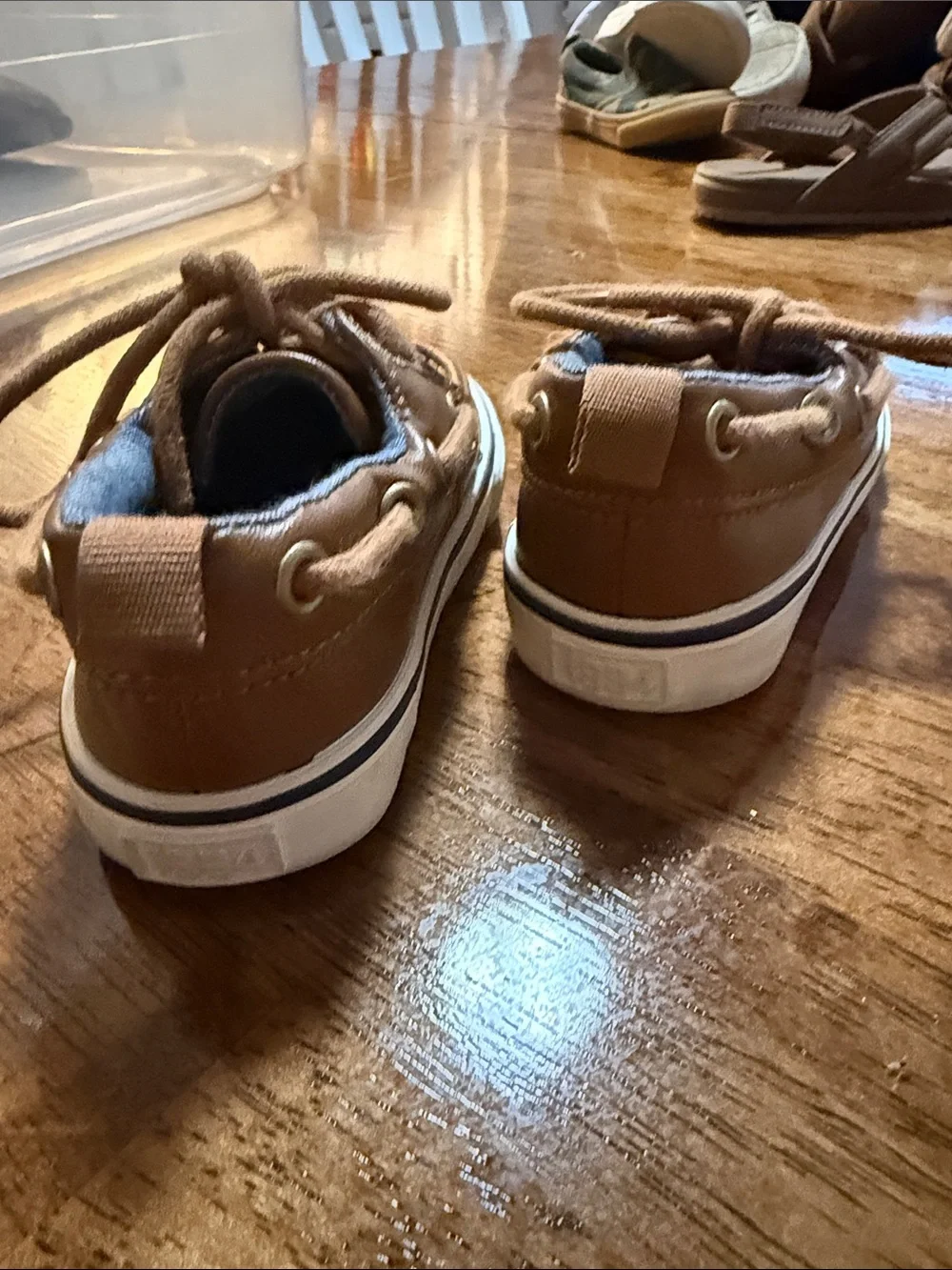 Old Navy Tan/Brown Kids Boat Shoes with White Sole